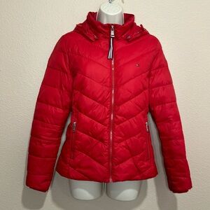 TOMMY HILFIGER Hooded Puffer Jacket, Size M, EUC